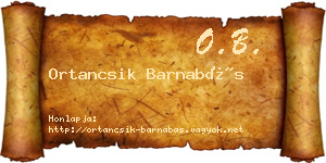 Ortancsik Barnabás névjegykártya